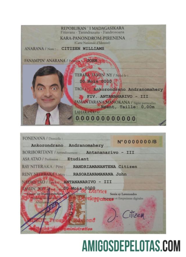 Modelo de cartão de identificação de Madagascar